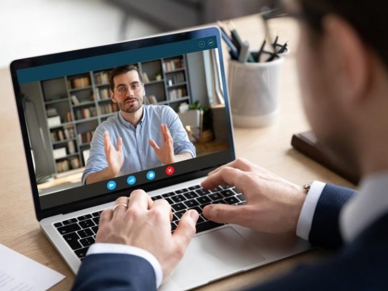 male applicant in online interview